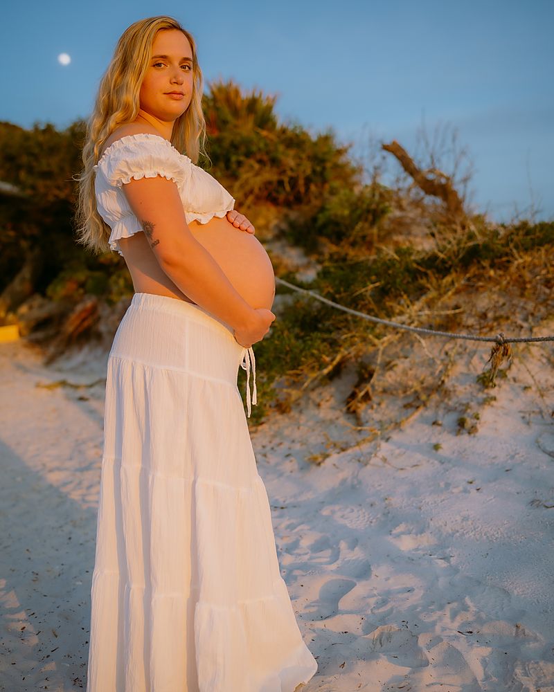 Documentary maternity session at golden hour